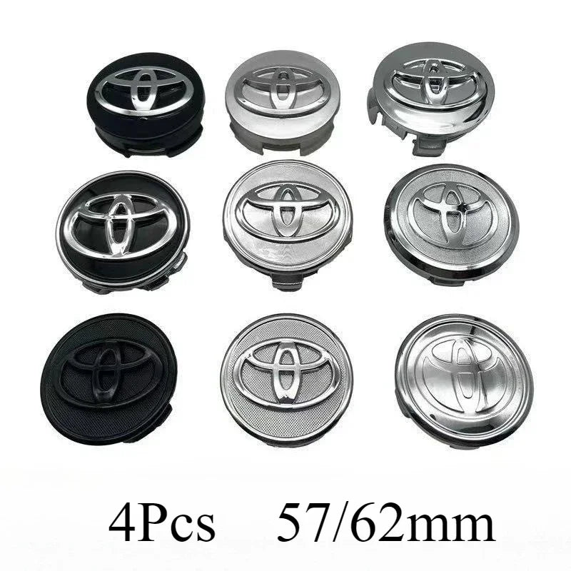 4pcs 57mm/62mm Car Tyre Wheel Center Hub Cap Badge Logo Rim Emblem For Toyota Corolla Camry Yaris CHR Rav4 Auris Verso Avalon