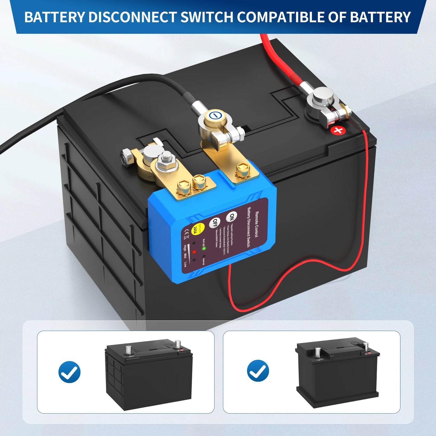 Remote Battery Disconnect Kill Switch 12V 240A - Side Mount