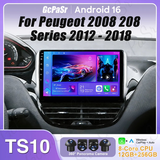 Car Stereo with Apple CarPlay & Android Auto, Compatible with Peugeot 208 Series
