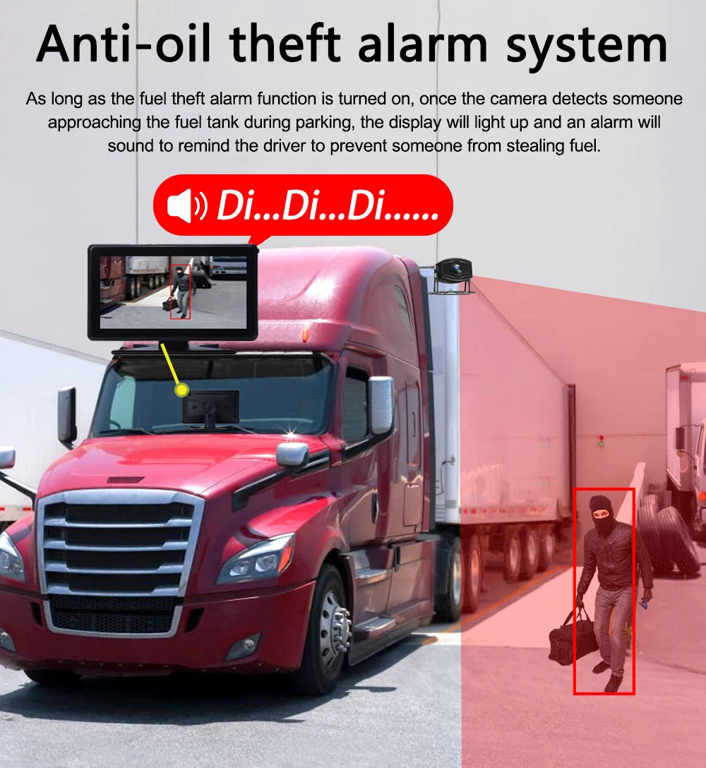 7 inch Truck DVR System BSD Sound and Light Alarm 2CH 1080P Night Camera Touch Screen MP5 BT AHD Monitor 24H Parking Recorder