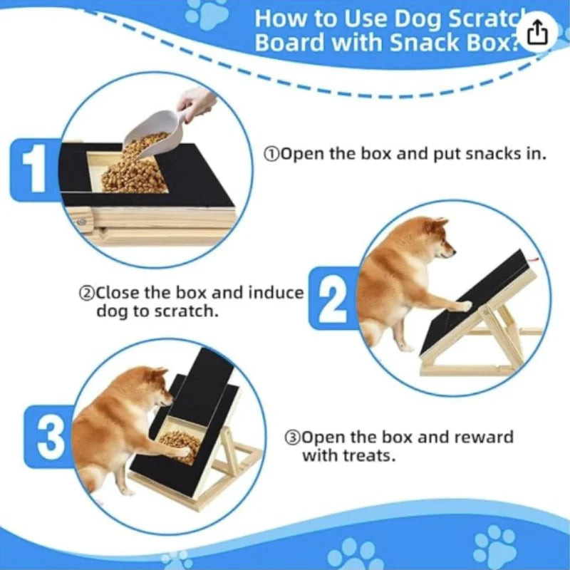 Wooden Dog Nail Scratch Board with Treat Box
