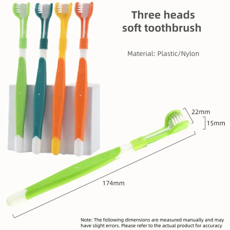 3-Head Soft Pet Toothbrush - Easy-Grip for Small Breeds – photo 2