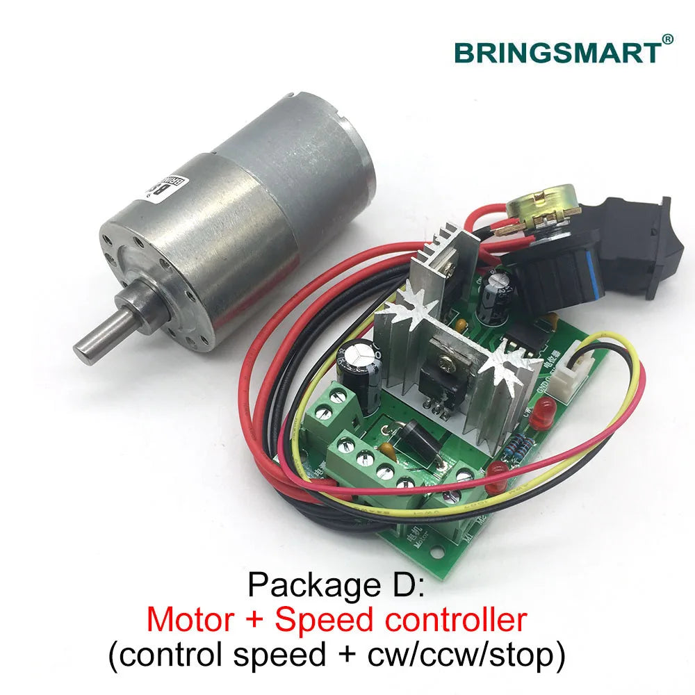 Bringsmart JGB37-3530 Gear Motor High Torque 12v DC Motor 7-960rpm Motor Reduction Gearbox Box Motor Electrico Reversible