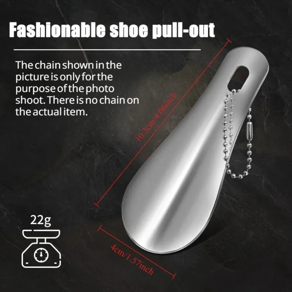 10cm Easy Carry Mini Black Shoehorn Metal Durable Stainless Steel Portable Fashion Key Ring Shoe Horns Accessories Aid Tool