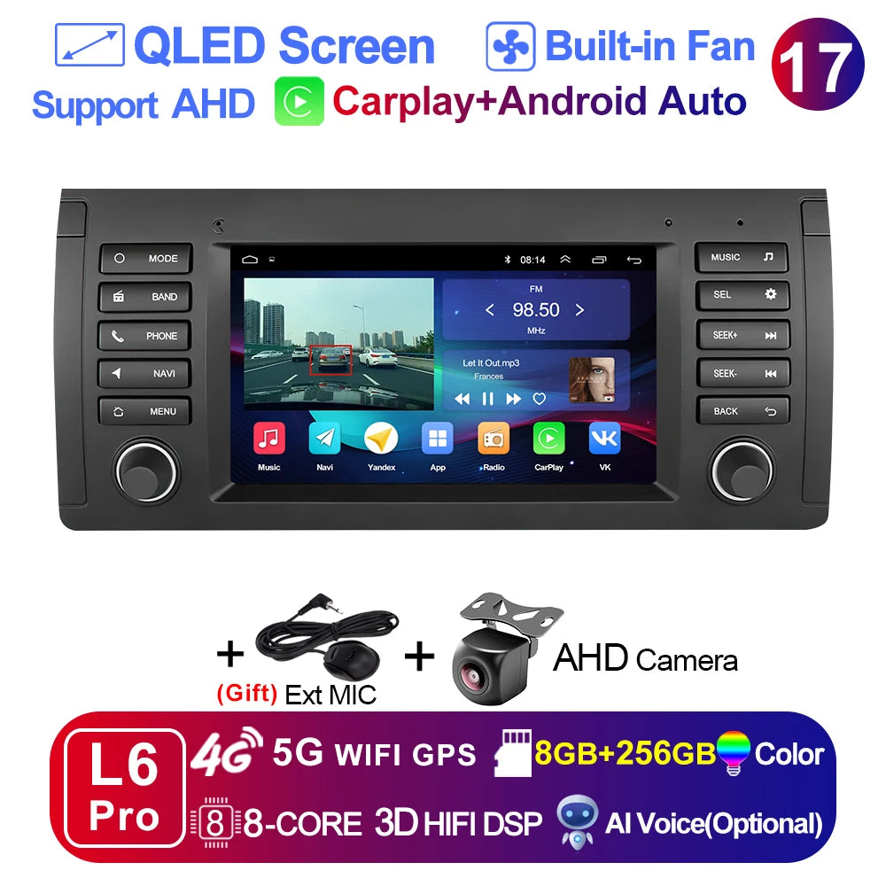 LEHX L6 2din Android14 Auto Carplay Car Radio Multimedia Stereo For BMW E53 5 Series E39 M5 1995-2003 Stereo autoradio gps 2 din