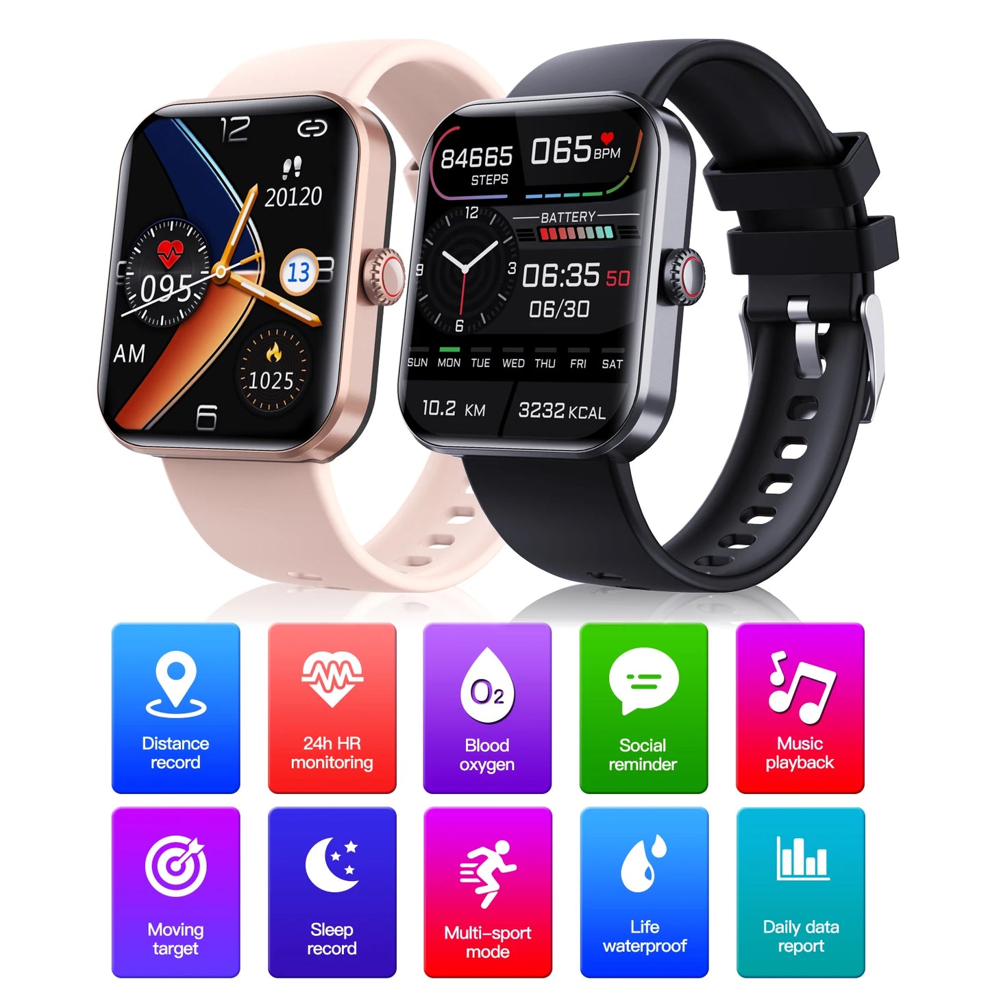1.91" Fitness Smart Watch — Activity & Wellness Tracking, Waterproof