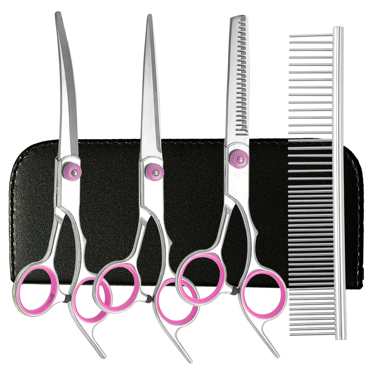 Pet Hair Cutting Scissors Set - Curved, Thinning & Comb – photo 8