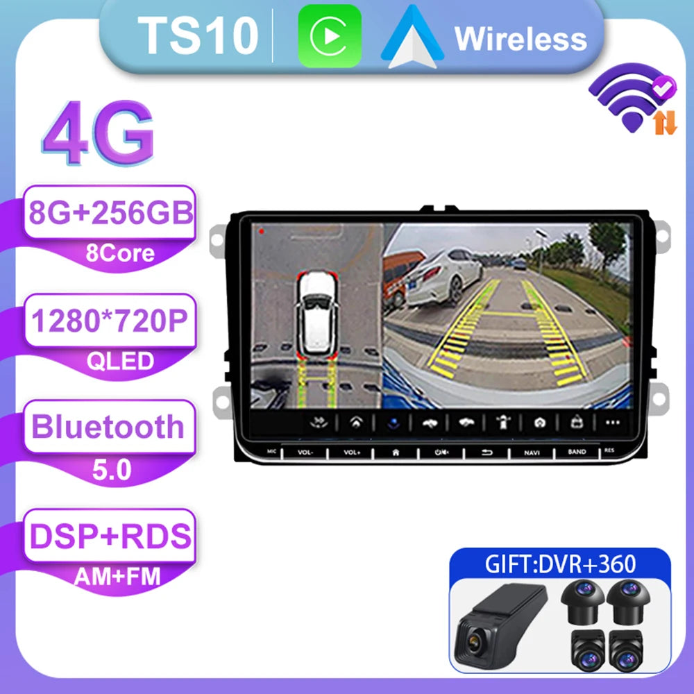 9" Android Car Stereo for VW Golf 5/6, Polo, Passat B6, CC, Tiguan, Amarok, Scirocco, Sharan, Jetta — CarPlay, Android Auto, GPS