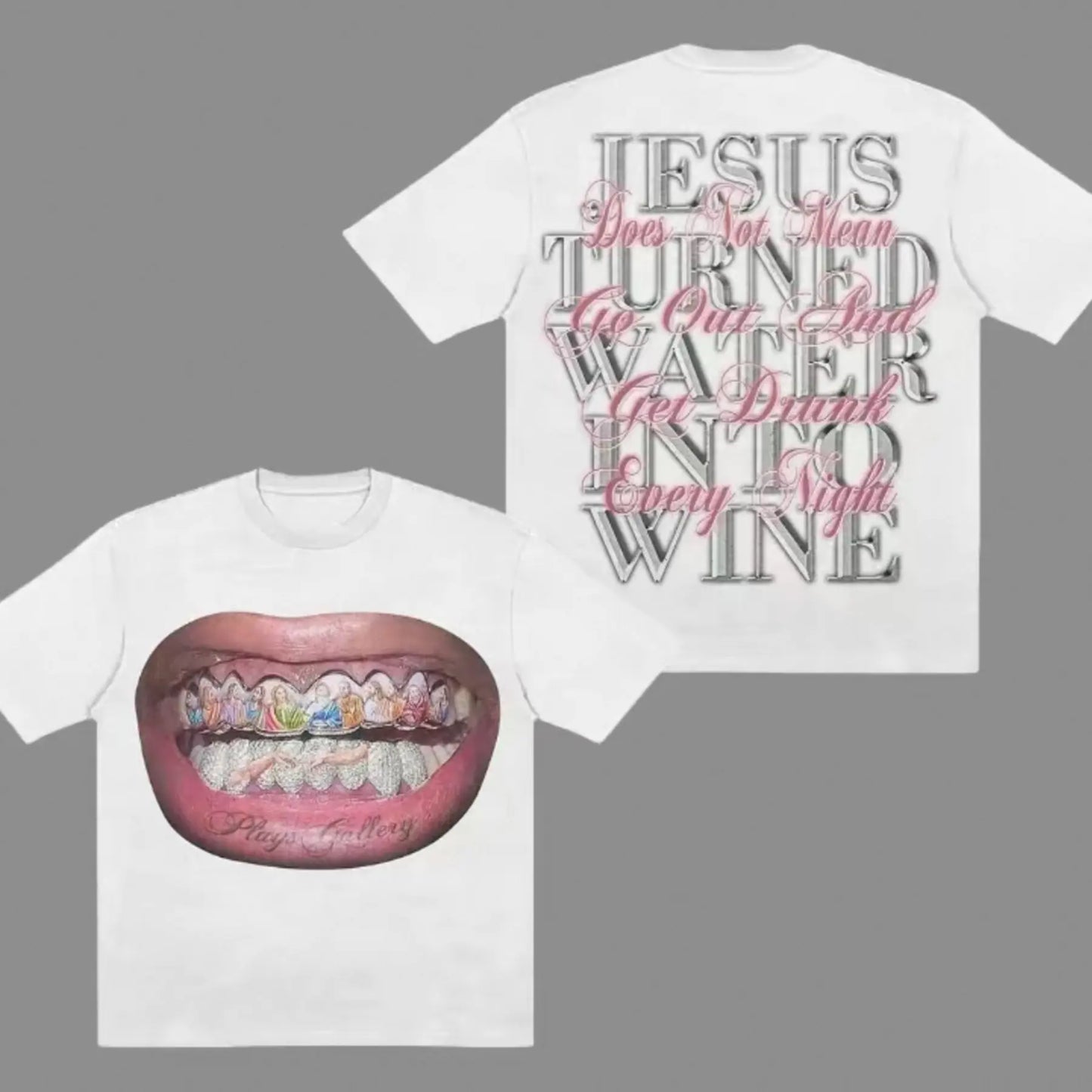 Y2K Pattern T-shirt Funny Drinking Slogan Short Sleeved Shirt Pink Eye-catching Text White Top for Women