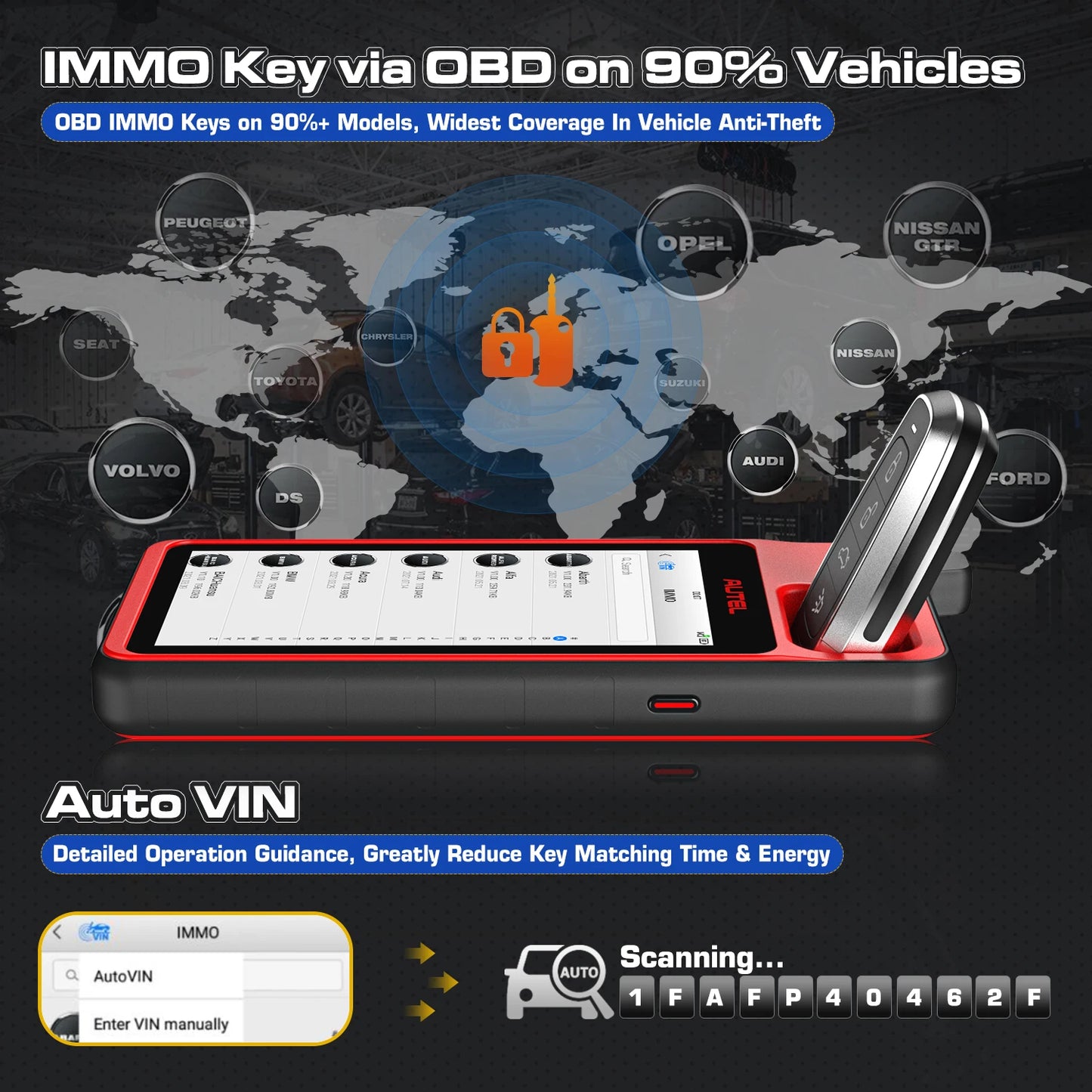 Autel MaxiIM KM100 KM100X Key Programming Tool Lifetime Free IMMO Immobilizer Key FOB Programmer OBD IMMO Key Learning PK IM508