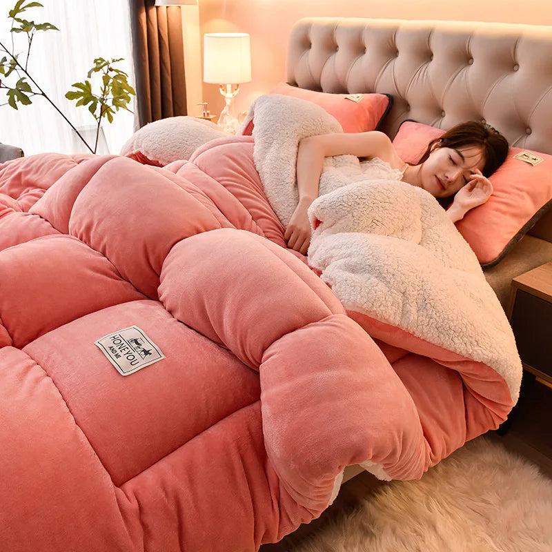 Lamb Fleece Winter Quilt, Double-Sided Velvet Comforter