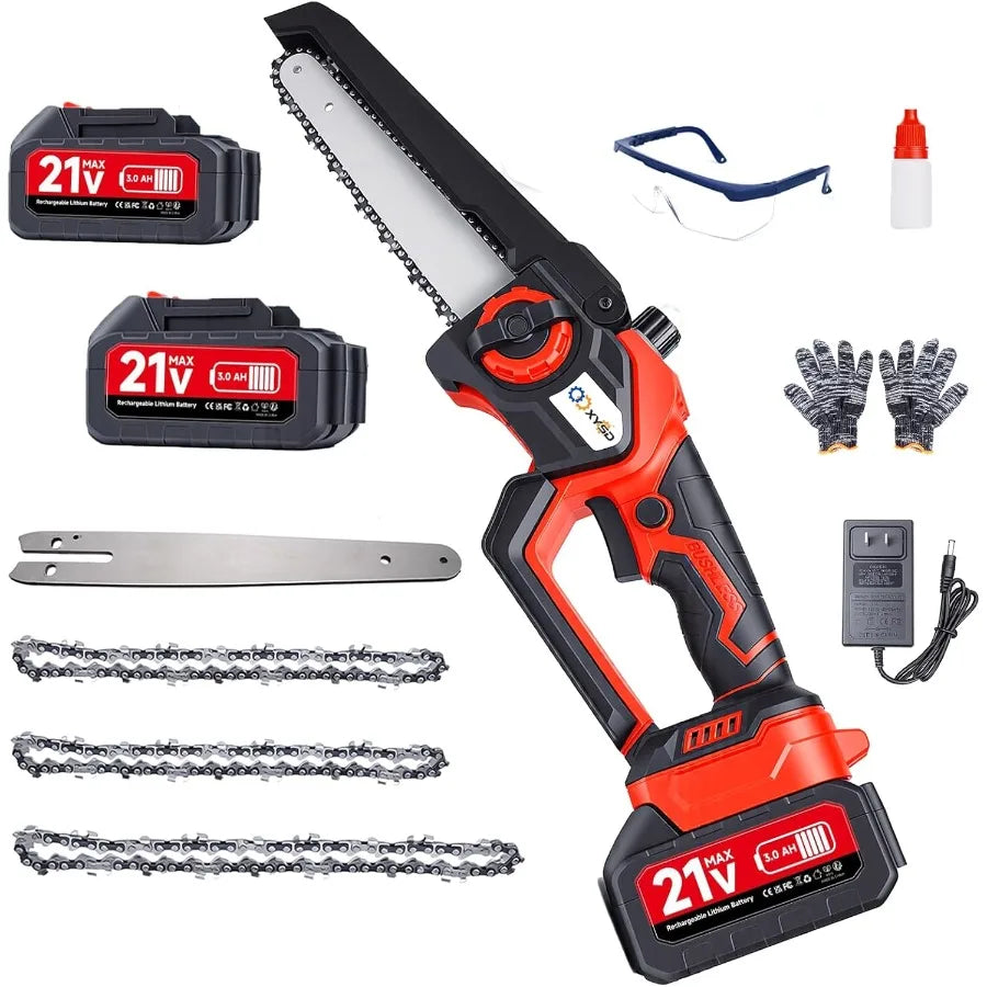 8" and 6" Mini Chainsaw Cordless Portable Handheld Electric Chainsaw with 2x3.0Ah Batteries and Charger Brushless Small Power S