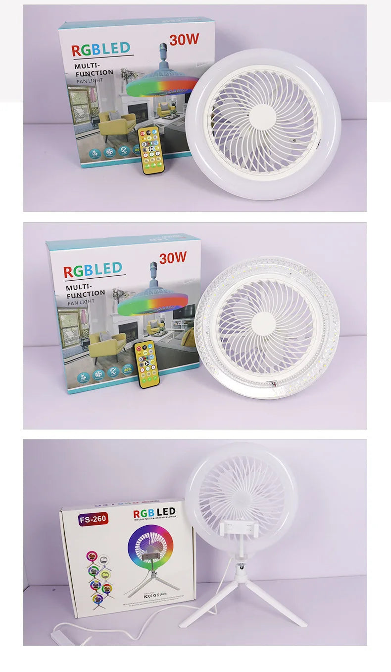 Live Stream Fill Light with Fan Adjustable Brightness Temperature Modes Desktop Tripod Fan Lamp for TikTok YouTube