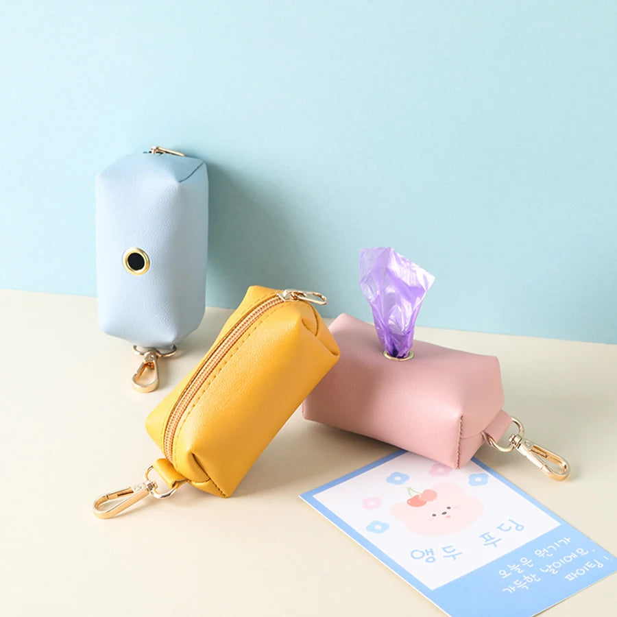 PU Leather Poop Bag Dispenser - Portable Dog Walking Pouch – photo 3