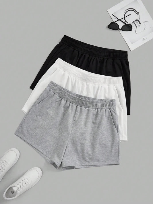 Plus Size Biker Shorts 3-Piece Set – Workout & Yoga