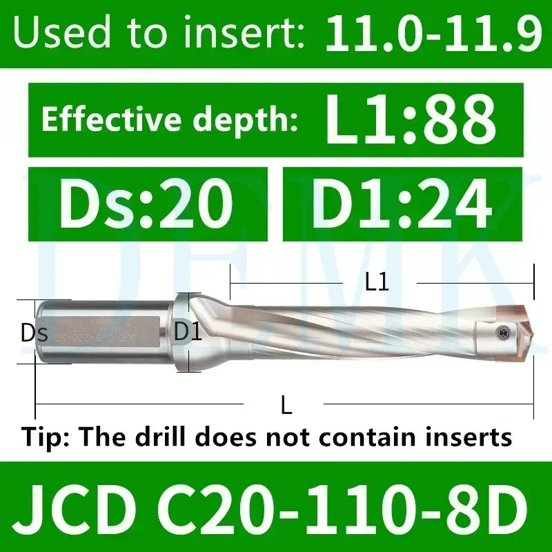 JCD Crown U-Drill Rod 10-25mm, Internal Cooling Indexable Drill