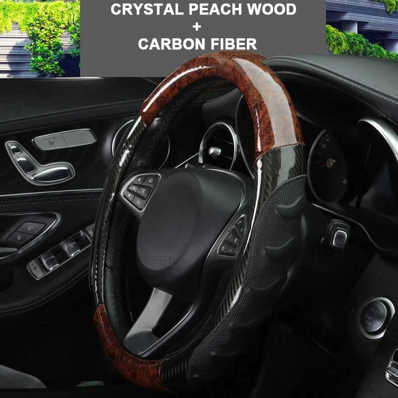 Car Truck PU Leather Embossed Steering Wheel Cover Steering-Wheel For Auto Diameters 36 38 40 42 45 47 50CM 7 Sizes to Choose