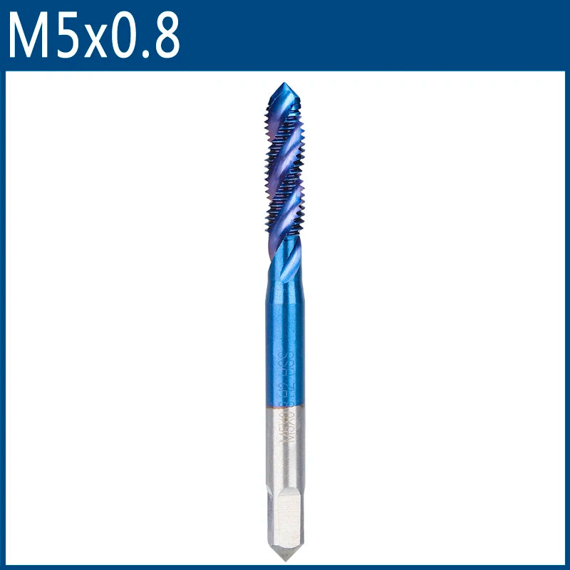 XCAN Metric Screw Tap 1pc HSS M2-M6 Thread Tap Nano Blue Coated Machine Plug Tap Threading Tools Spiral Tap Drill