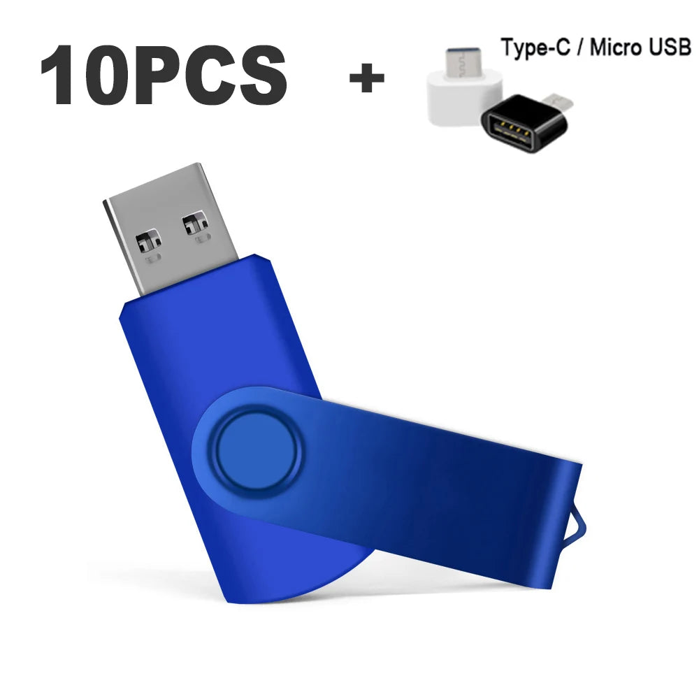 Color USB 2.0 Flash Drive 10-Pack — Bulk Mini Memory Sticks 4GB to 128GB