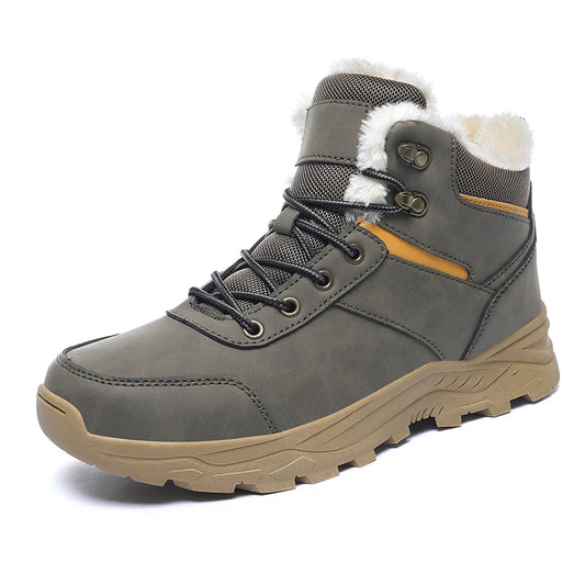 Men's warm plush hiking snow boots