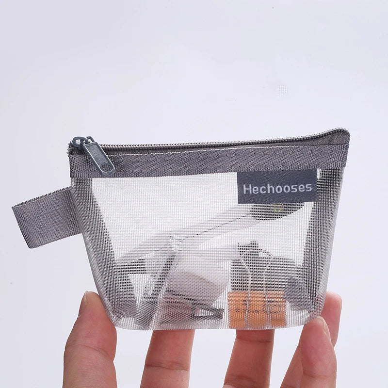 Coin Organizer Bag Mesh Cute Purse Key Lipstick Nylon Cards Pouch Coin Bag Small Item Storage Mini Cosmetic Bag Office Case