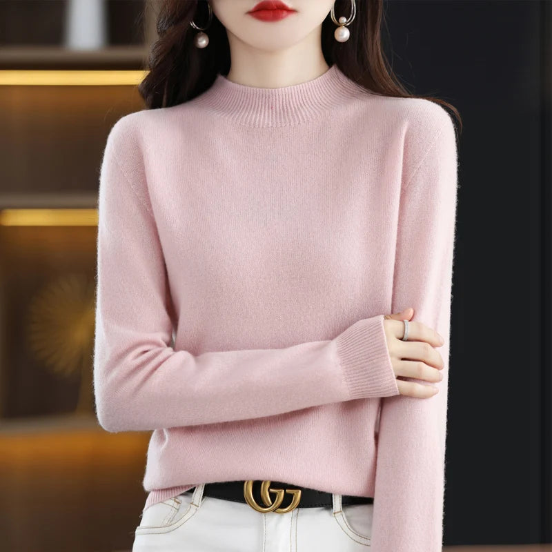 Women's Merino Wool Mock Neck Sweater