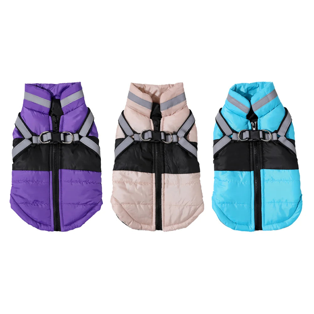 Reflective Dog Winter Coat with Harness D-Ring - Small to Medium Dogs - photo 2