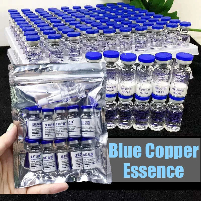 GHK-Cu High Purity 98% Blue Copper Peptide Essence Freeze-Dried Powder Set — Anti-Wrinkle Pore-Refining Skin Essence