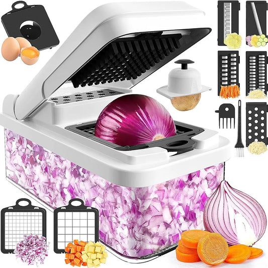 15-in-1 Vegetable Chopper with Container - 7 Blades and Grater
