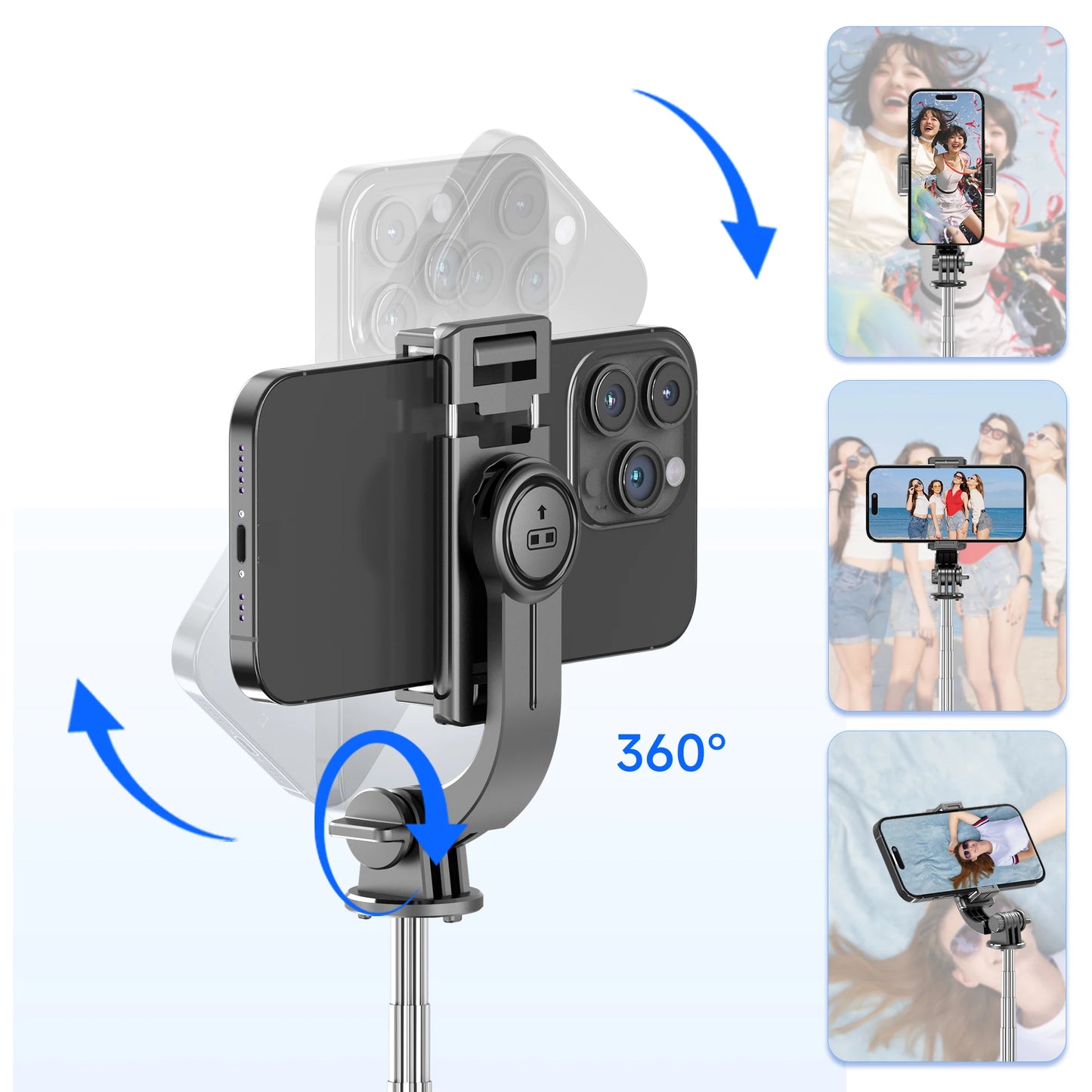 F01 Portable 6 Section Extendable Tripod Stand Lightweight Detachable Phone Holder 360 Degree Rotatable Bluetooth Selfie R