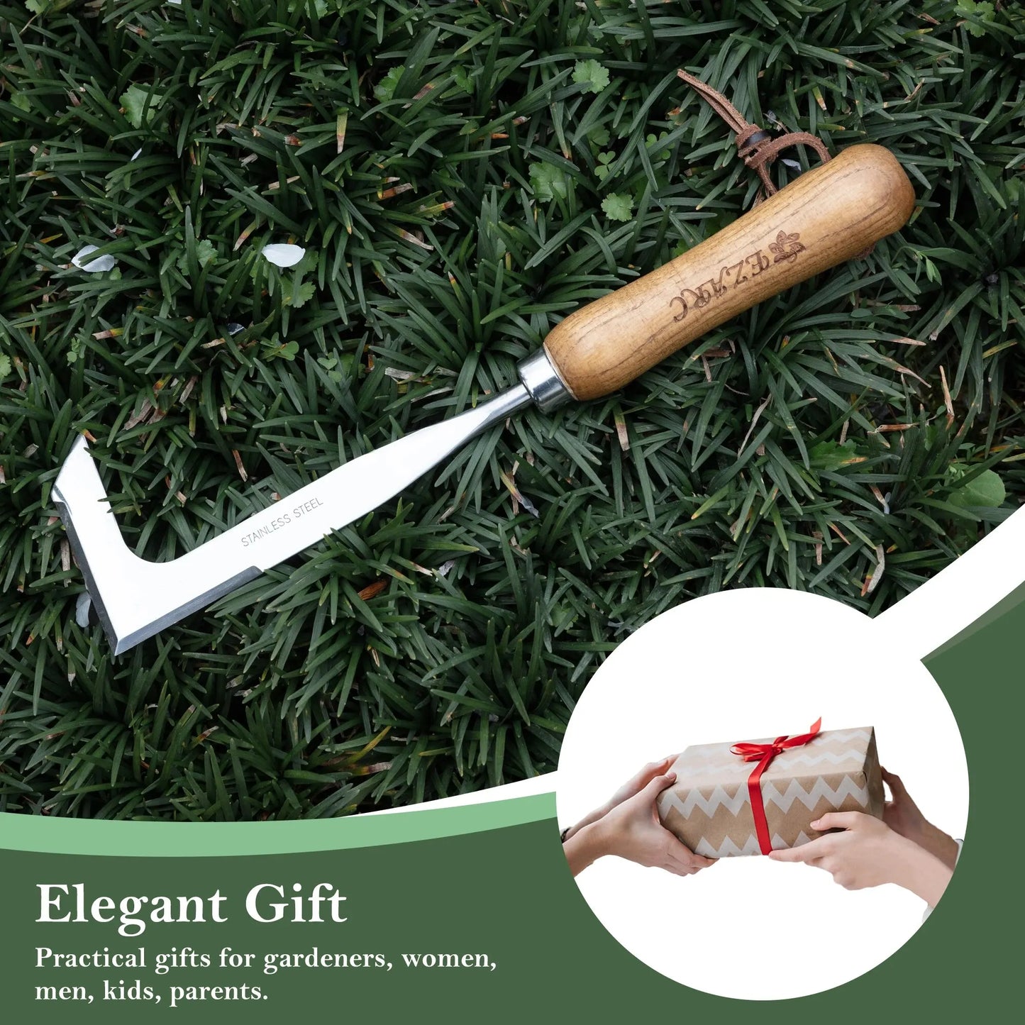 EZARC Crack Weeder Crevice Weeding Tool 11.2" Stainless Steel Manual Weeder L-Shaped Puller Spatula Weeding Sickle