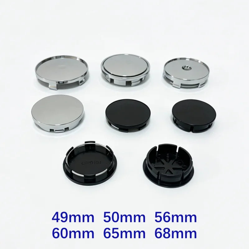New 4pcs 68mm 65mm 60nmm 56mm 50mm 49mm 48mm Black Chrome Silver Blank Base Rim Cap For Car Modification Universal No Logo Hub C
