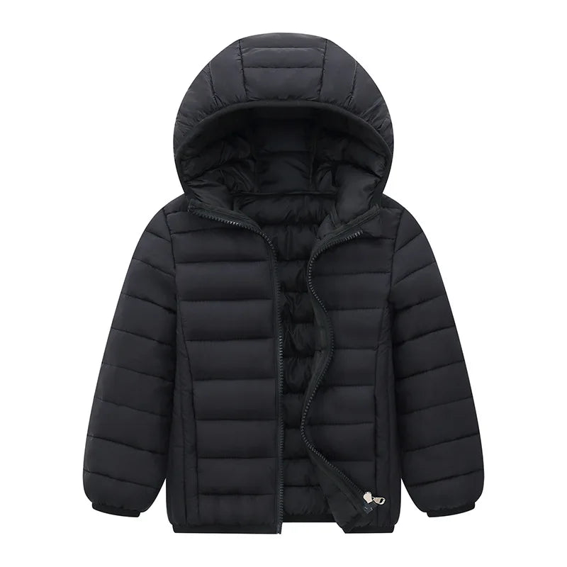 Kids Hooded Puffer Coat 3-14 Years - Solid Zip Winter Jacket - photo 7
