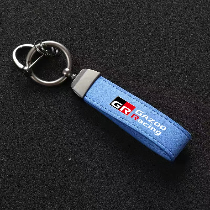 Suede Metal Buckle Car Keychain Keyring Men Gift Accessories for Toyota GR Sport Gazoo Racing Yaris 86 Corolla Hilux Supra C-HR