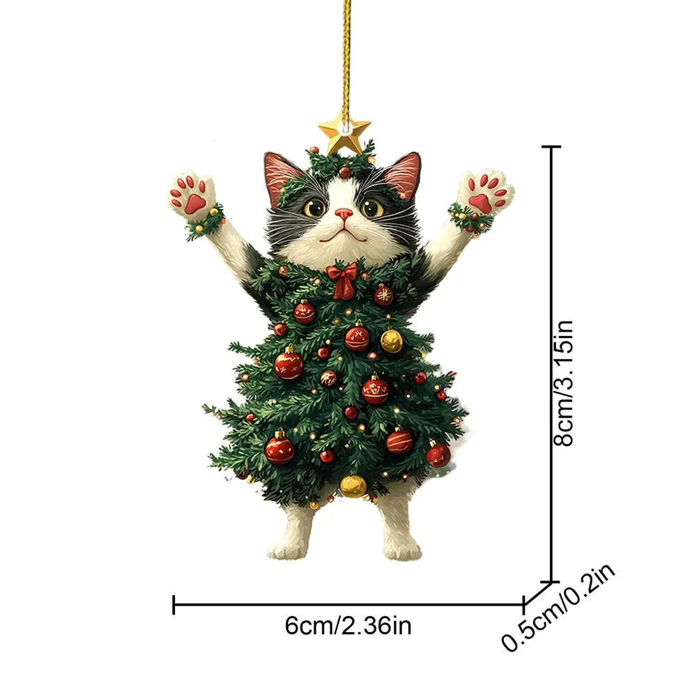 2D Acrylic Cat Christmas Ornaments - Hanging Kitten Pendants – photo 7