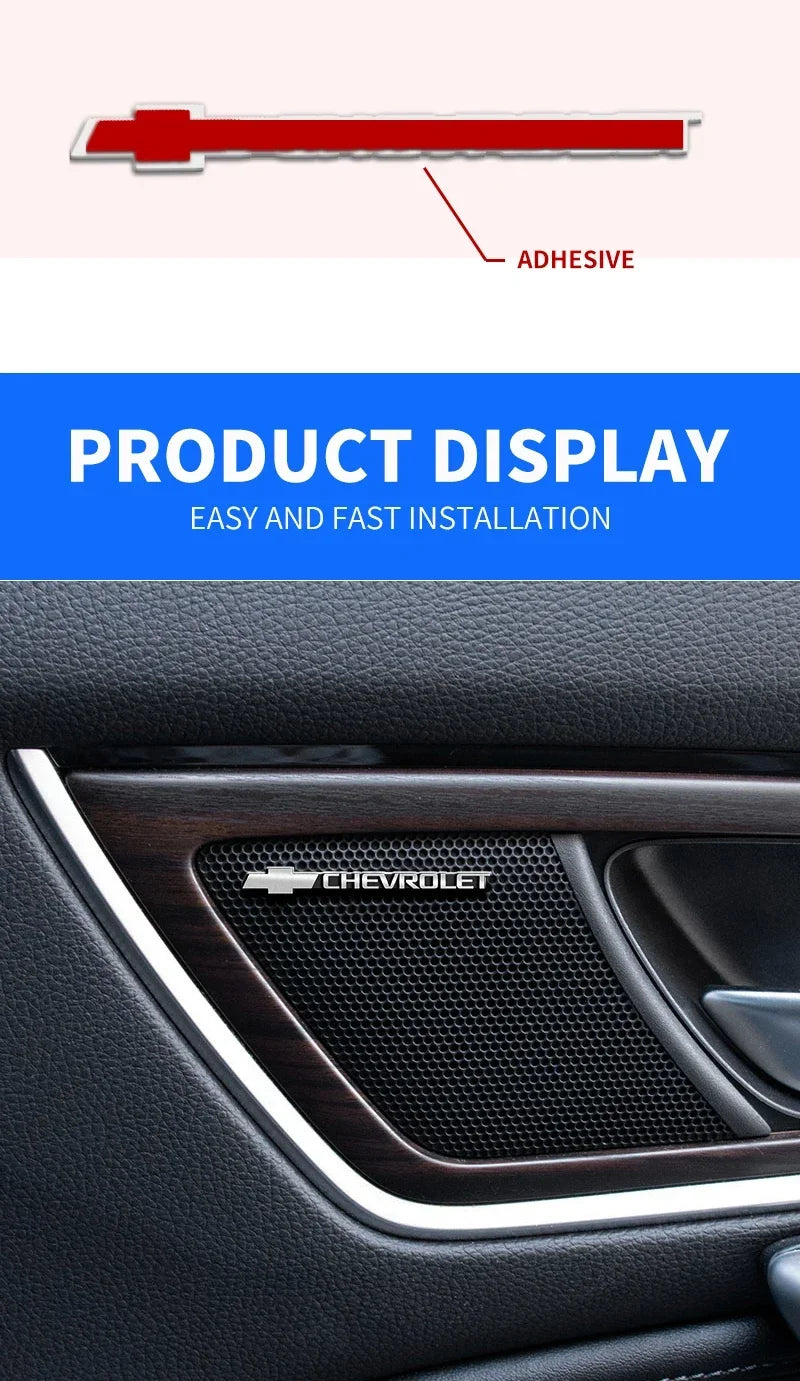 Chevrolet 3D Aluminum Sticker Decal Fit For Chevrolet Silverado Impala Malibu Equinox Cruze Camaro Blazer Spark Aveo TrailBlazer