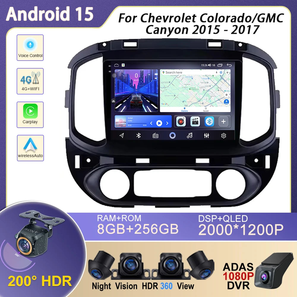 Car Android Car Radio DVD For Chevrolet Colorado/GMC Canyon 2015 - 2017 GPS Navigation Multimedia Player 4G WIFI VT QLED Screen
