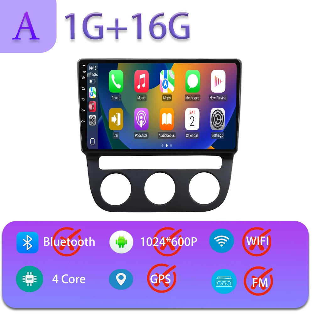 Android Car Stereo for VW Golf Mk5, Jetta GLI, Rabbit 1K (2006–2010) — CarPlay, Android Auto, GPS, 4G, WiFi