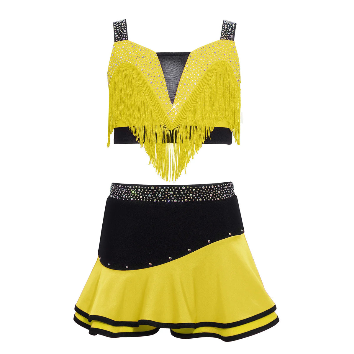 Girls fringe top and skirt Latin dance set