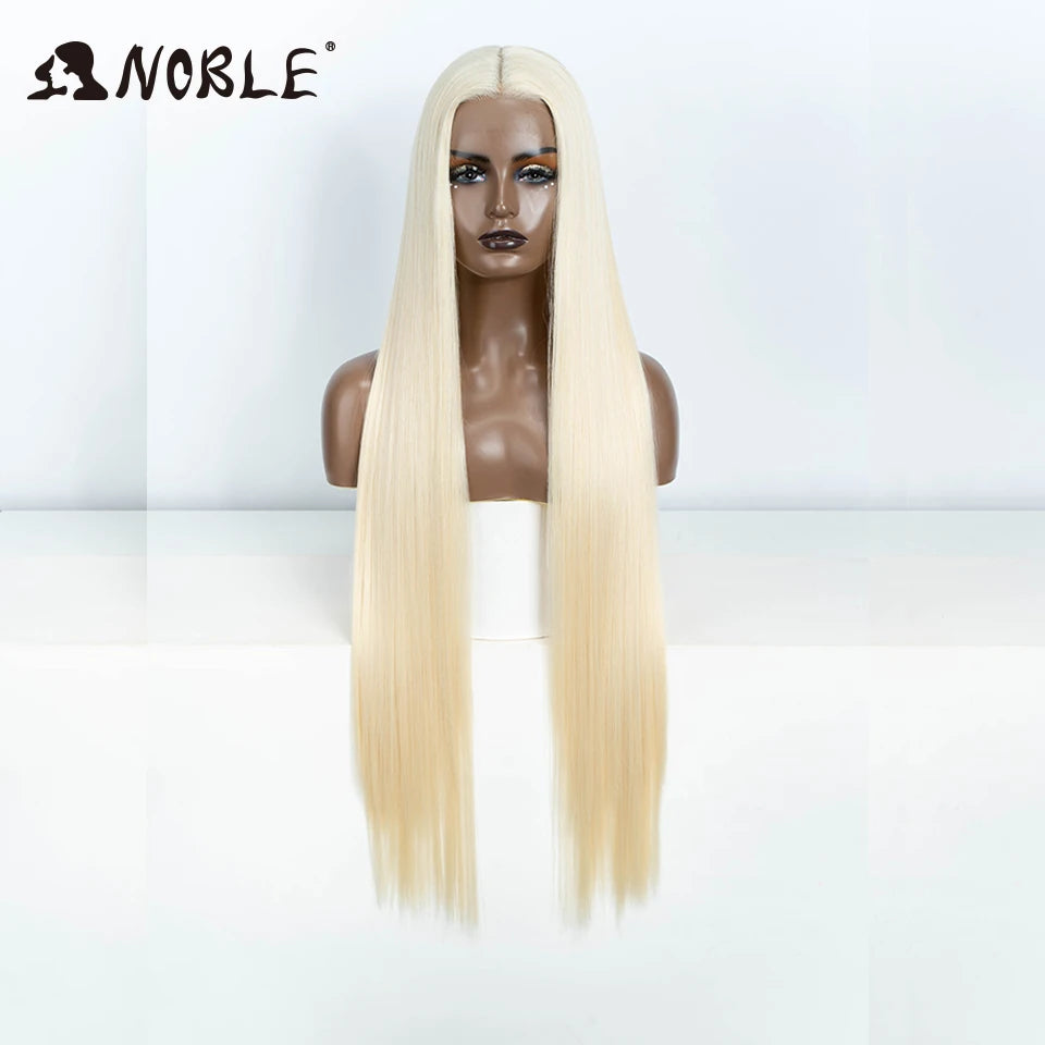 Noble Synthetic Lace Front Wig Cosplay 38 Inch 13X4X1 Straight Lace Front Wigs For Women Blonde Wigs High Density Lace Wig