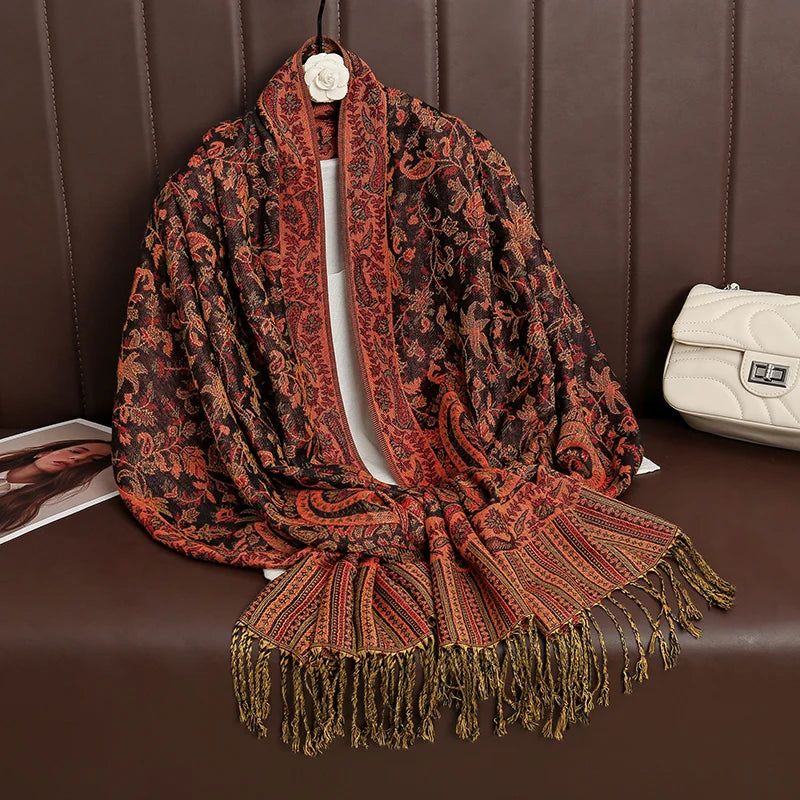 Women's Printed Pashmina Shawl, Soft Winter Scarf