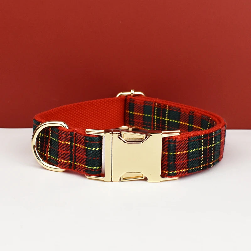 Padded Dog Collar & Leash Set - Plaid & Velvet Bow Styles, S-XL - photo 25