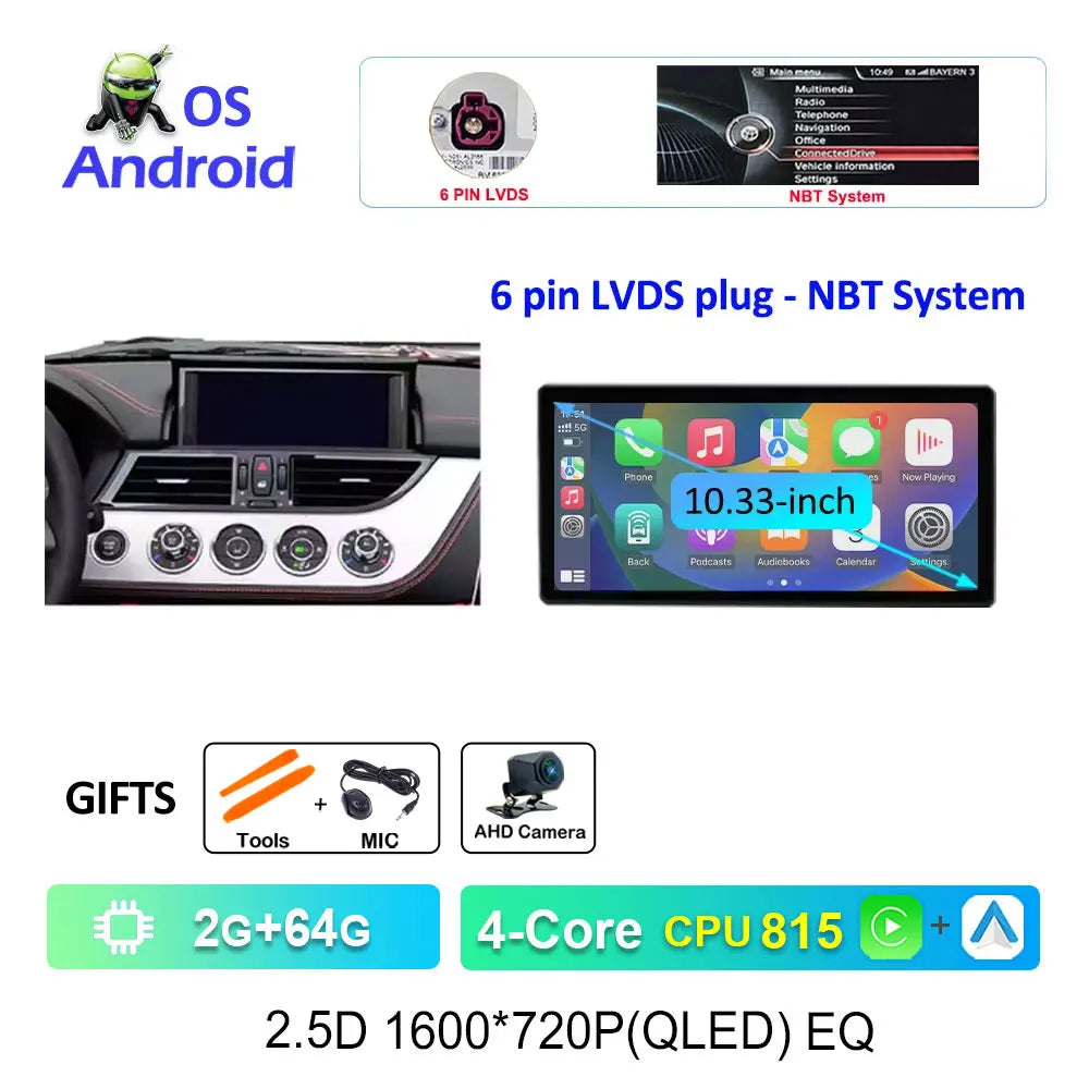 12.3" Android CarPlay Screen for BMW 3/4 Series F30 F31 F32 F33 F34 F36 (2013–2019) NBT/EVO — Android Auto, GPS, 4G