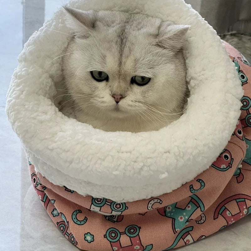 Plush Pet Sleeping Bag - Warm Burrow Nest for Kittens and Cats - photo 5