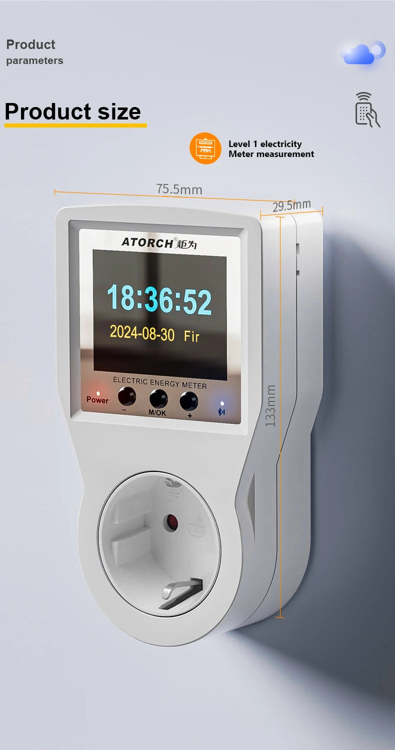 AC85-265V 16A Tuya WiFi Smart EU Socket Voltmeter Ammeter Power Meter Curve Electricity Bill Energy Consumption Analyzer Monitor
