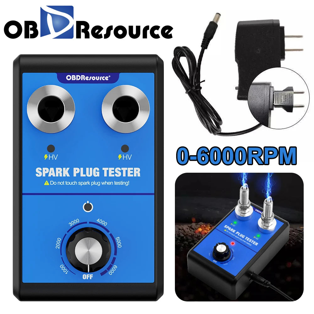 Car Spark Plug Tester Double hole Diagnostic Tool Car 12V Spark Tester 0-6000rpm Auto Engine Ignition Coil  Detector Tools