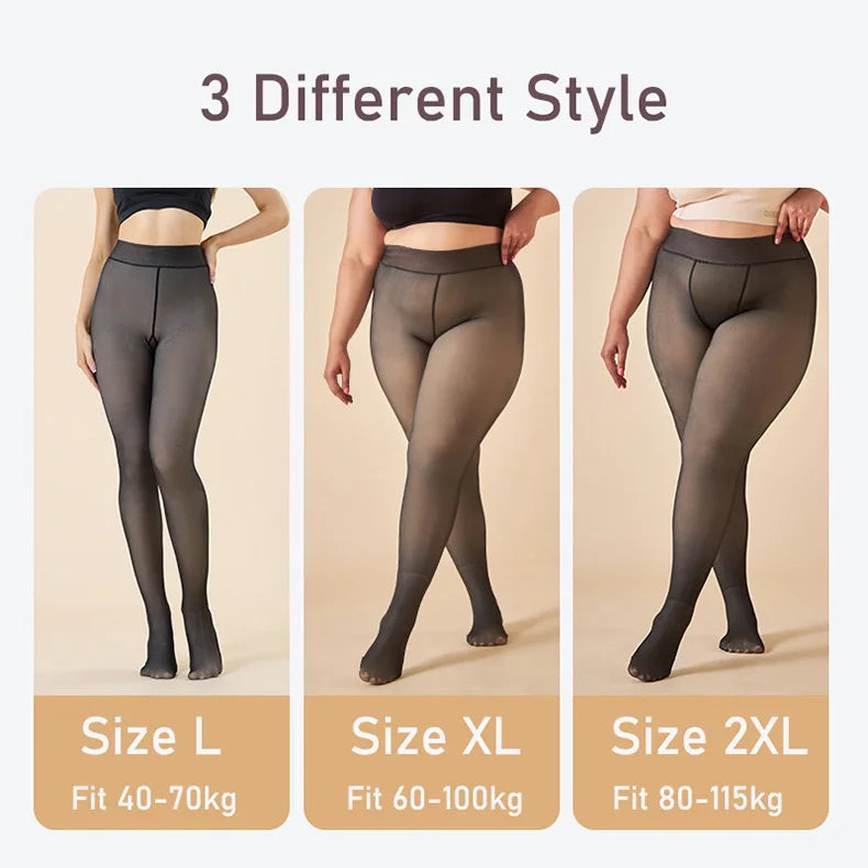 Women's Fleece-Lined Thermal Pantyhose, Sheer Look
