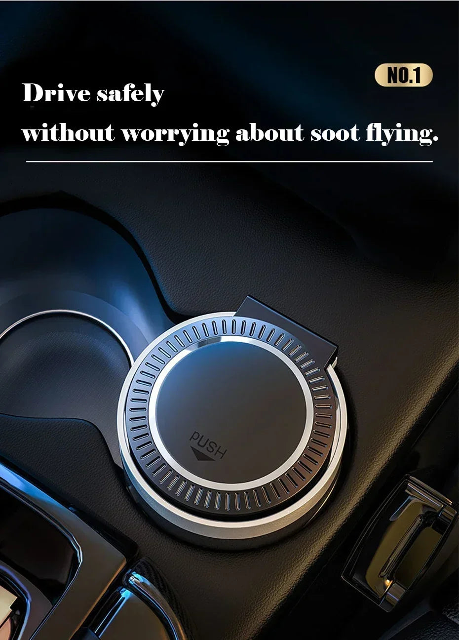 Car Ashtray With LED Light Universal Alloy Ash Tray Aluminum Cup Smokeless Auto Ashtray Flame Retardant Cigarette Holder Box