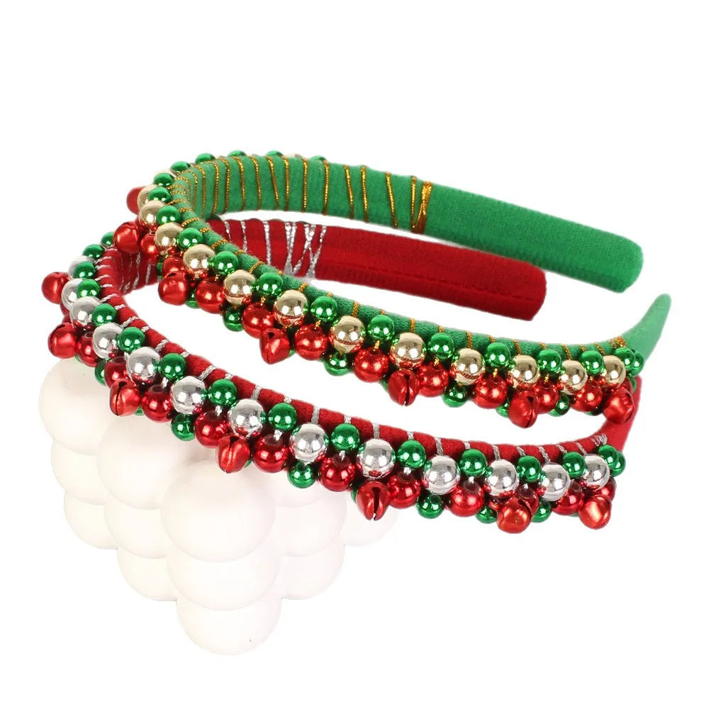 Christmas decor Red & Green Bell Headband Ladies Autumn and Winter Fashion Cute Holiday Atmosphere Hair Band Hair Accessories