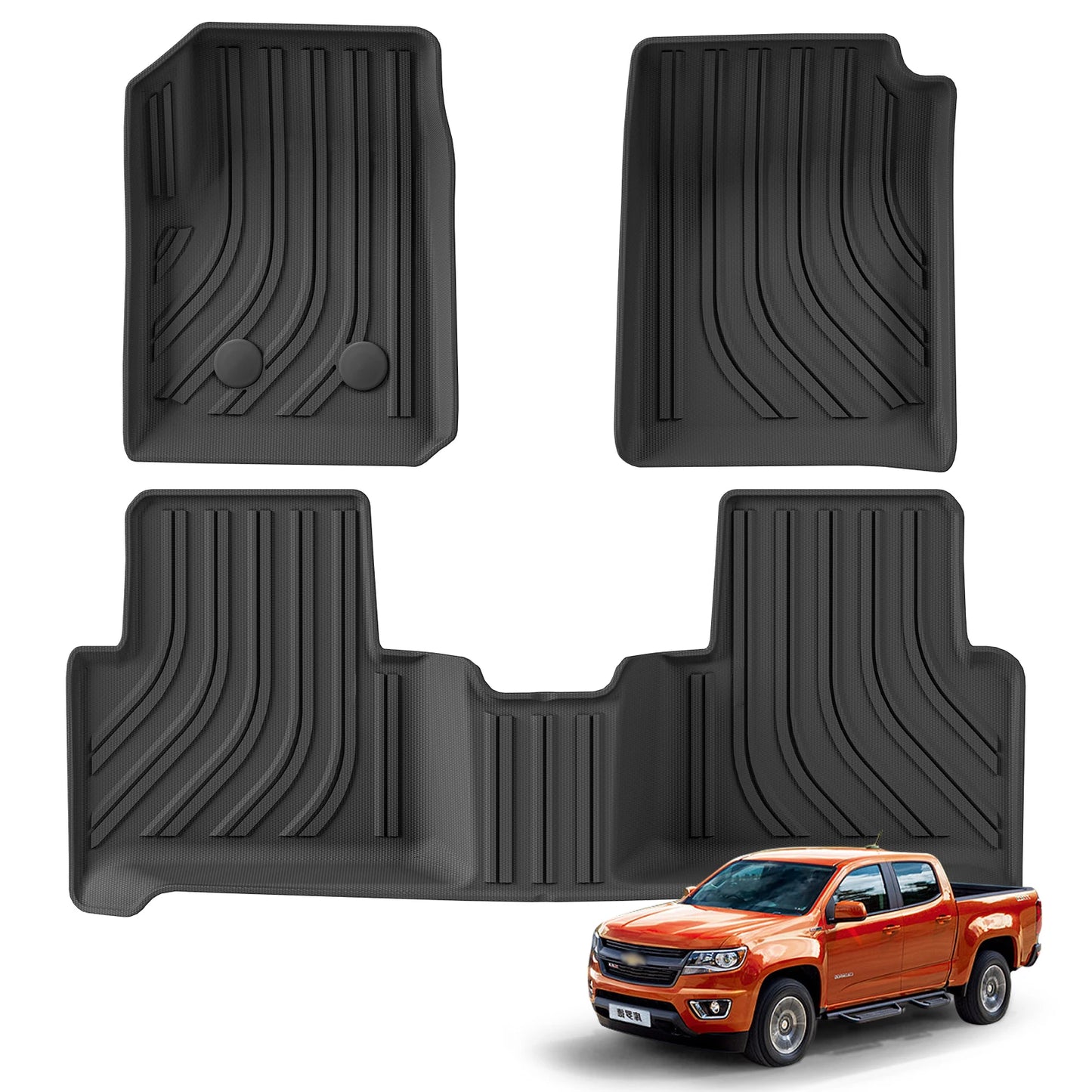 for Chevrolet Chevy Colorado 2015 - 2022 Car Floor Mats 3D TPE Foot Pad Set All Weather Auto Accessories